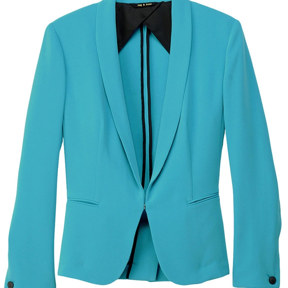Rag & Bone Blue Silver Tuxedo Sz 8 Turquoise